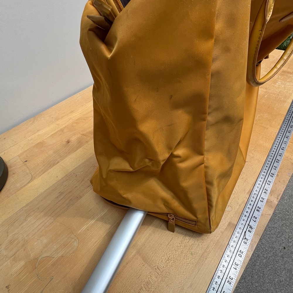 Chic Mustard Leather Rolling Tote Bag - Picture 2 of 16